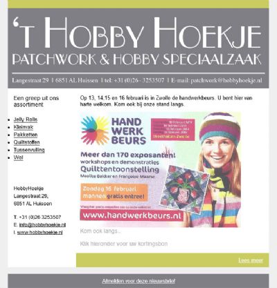 HobbyHoekje.nl - nieuwsbrief
